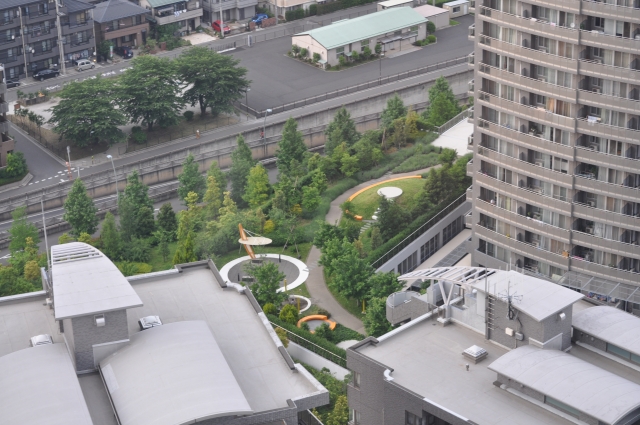 上から見た屋上緑化のイメージ